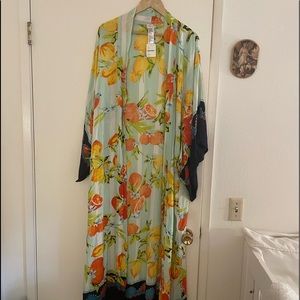 Free people lemon and oranges botanical maxi kimono